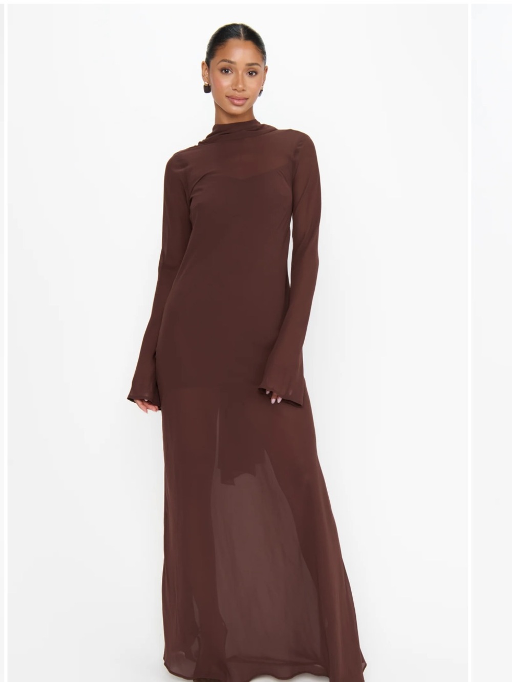 Brandi Maxi Dress Chocolate Chiffon - Picture 3 of 10
